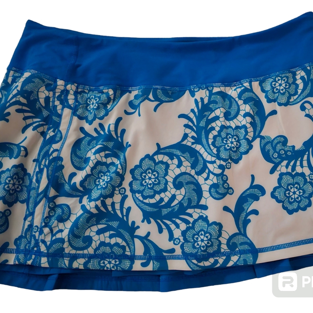 Lululemon Run:Chase Me Skirt Skort Laceoflage Polar Cream Beaming Blue Size 8 - Picture 3 of 5